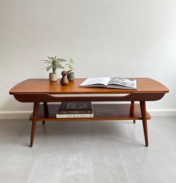 Vintage teakhouten salontafel omkeerbaar blad, jaren 60 beschikbaar voor biedingen