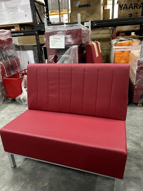 Rode zitbanken met hoge rugleuning - set van 10 stuks, Huis en Inrichting, Stoelen, Gebruikt, Vijf, Zes of meer stoelen, Leer