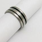 Chirurgisch stalen ring met 2 zwarte lijnen, IJzer of Staal, Info@riannespiercingshop.nl, Hoogeveen, Nieuw