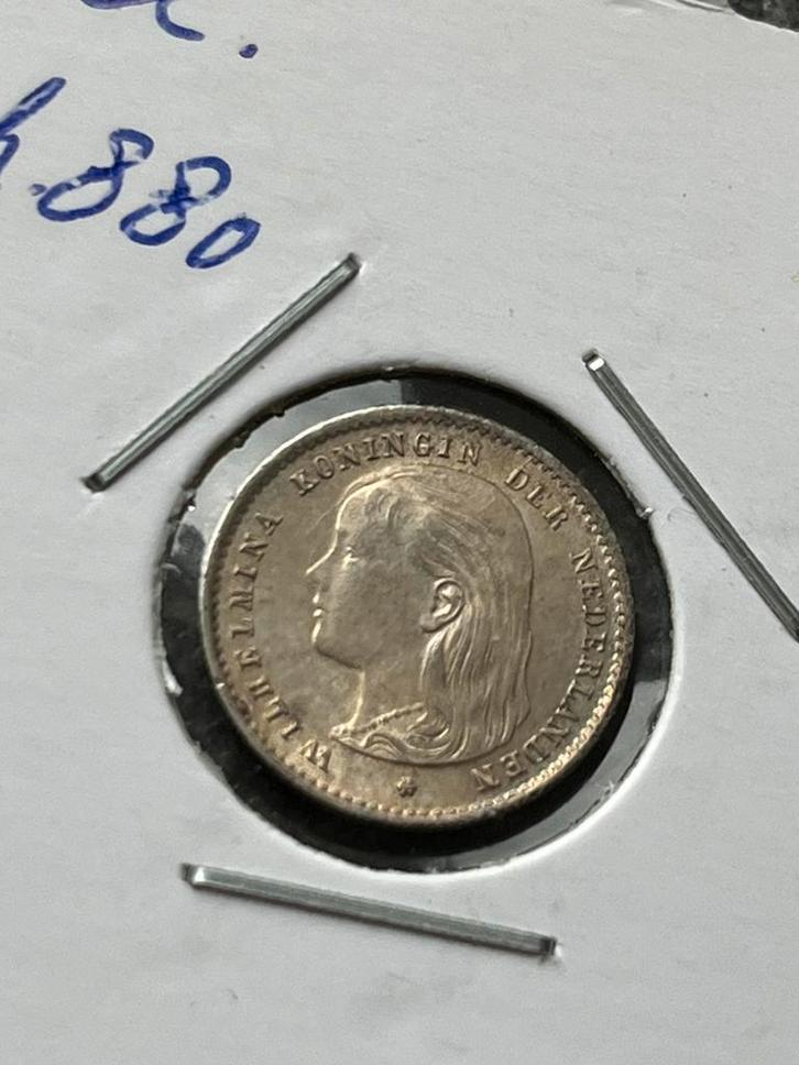 Zilveren dubbeltje 1895 topkwaliteit!, Postzegels en Munten, Munten | Nederland, Losse munt, 10 cent, Koningin Wilhelmina, Zilver