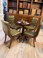 Chesterfield stoeltjes set van 8 groen leer, Ophalen