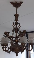 Bronzen engelen hanglamp/kroonluchter 6-lichts, Antiek en Kunst, Antiek | Lampen, Ophalen