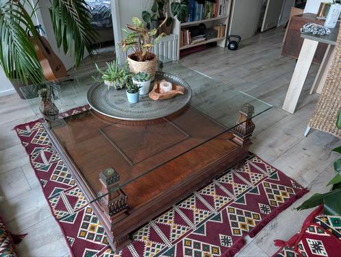 Antieke salontafel / Mahoniehouten onderstel, Antiek en Kunst, Antiek | Kantoor en Zakelijk, Ophalen of Verzenden