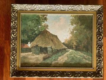 Landschap met schuur van J. van Zijl - olieverf 29 x 39 cm beschikbaar voor biedingen