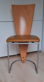 Zes Moderne eetkamerstoelen, beukenhout met leer, Huis en Inrichting, Ophalen, Grijs, Leer, Vijf, Zes of meer stoelen