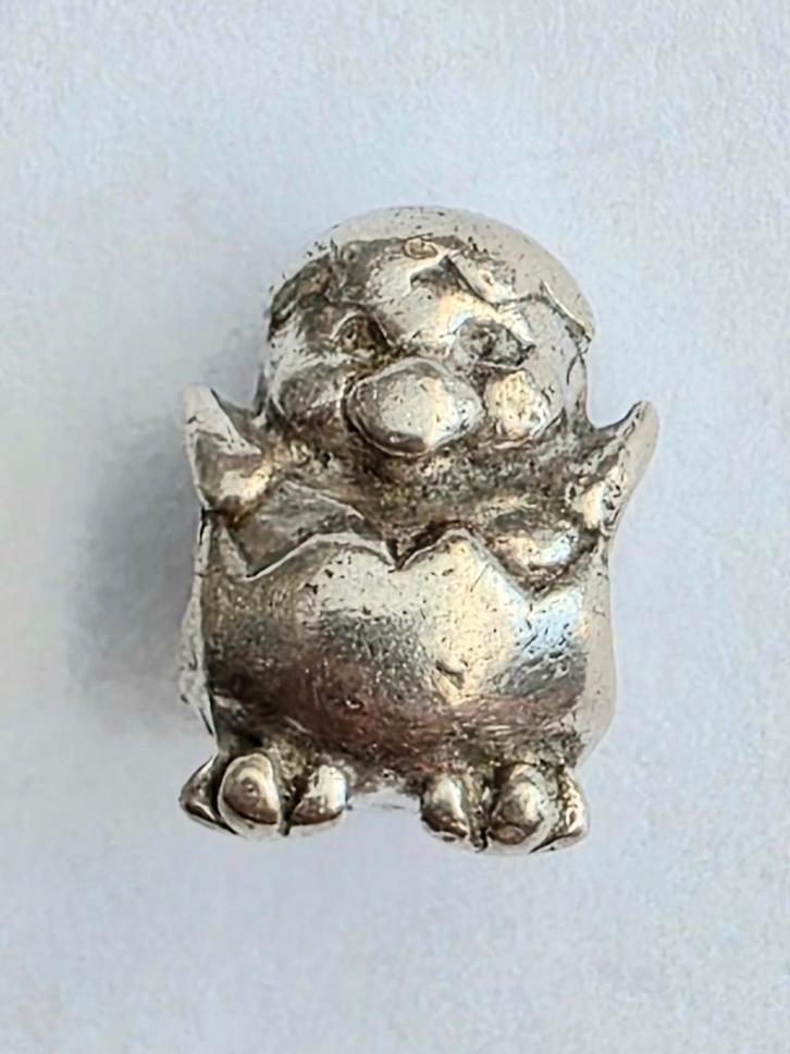 Zilveren Pandora bedel Kuiken, Sieraden, Tassen en Uiterlijk, Bedels, Zo goed als nieuw, Pandora, Zilver, Verzenden
