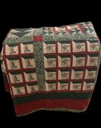 Handgemaakte patchwork quilt van katoen 200x130 groen/rood, Ophalen of Verzenden, Zo goed als nieuw
