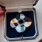 Prachtige Schotse clanbroche in zilver en (mos)agaat, Sieraden, Tassen en Uiterlijk, Broches, Gebruikt, Overige kleuren, Minder dan 4 cm