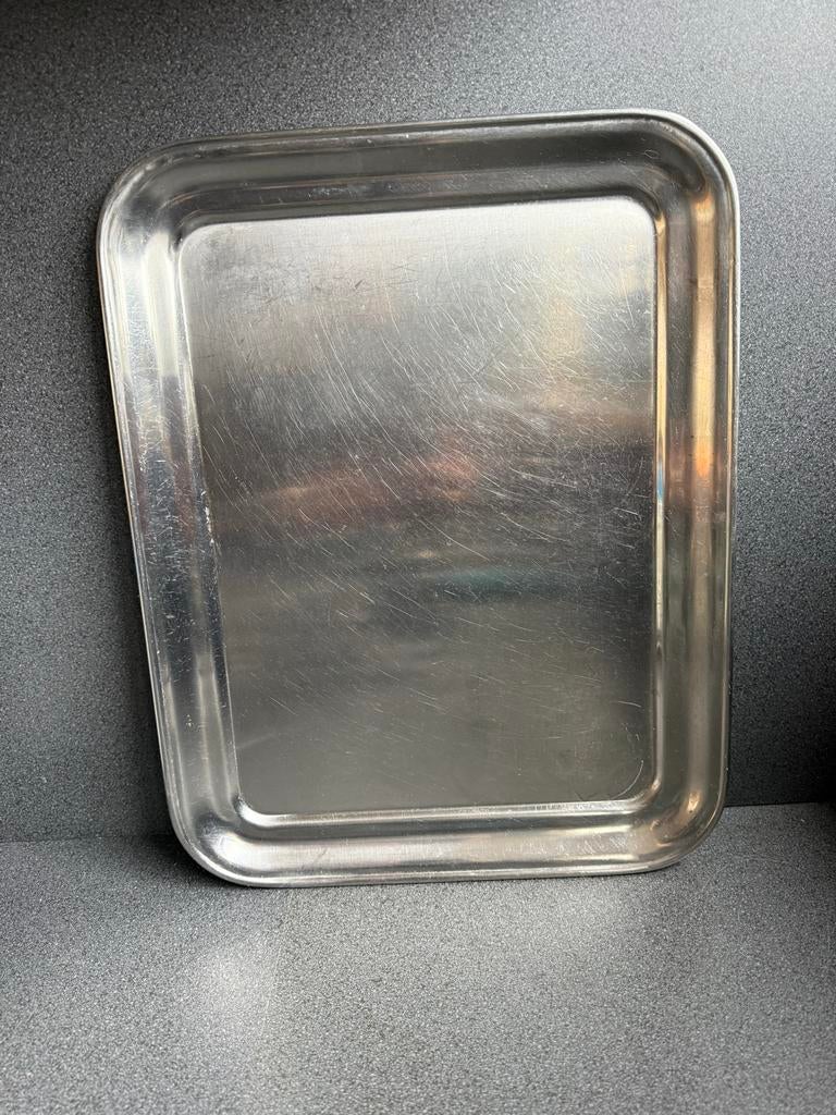 Dienblad chroom 40x33cm, Ophalen of Verzenden, Gebruikt, Rechthoekig, Metaal