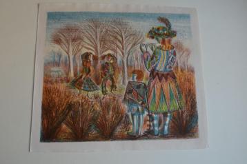 KEES ANDREA FLUITSPELERS DANSERS Litho 1947 Gesigneerd SP2 beschikbaar voor biedingen