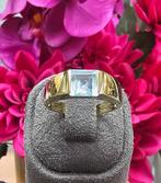 Prachtige 14k gouden ring met aquamarijn vierkant steen, Nieuw, Ophalen of Verzenden, 17 tot 18, Nvt