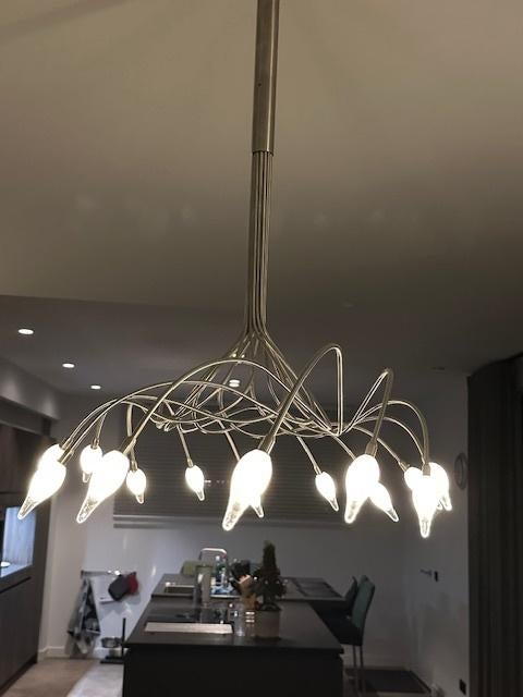 tafellamp met glazen kelkjes, Ophalen, Zo goed als nieuw, Glas, 50 tot 75 cm