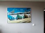 Leuke grote poster van vw busjes met lijst., Ophalen of Verzenden, Zo goed als nieuw, Trein, Kaart of Prent