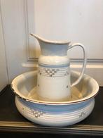 Creme emaille lampetstel ( schaal en kom), Ophalen of Verzenden