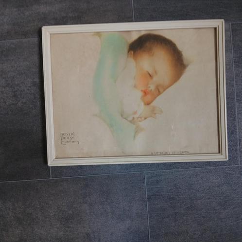 Jaren 50 print, slapende baby, van Bessie Peage, Antiek en Kunst, Curiosa en Brocante, Ophalen of Verzenden