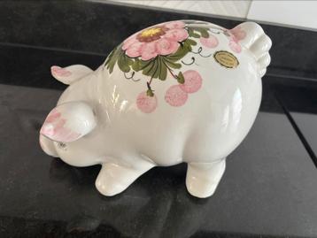 Vintage spaarpot handgeschilderd porselein beschikbaar voor biedingen