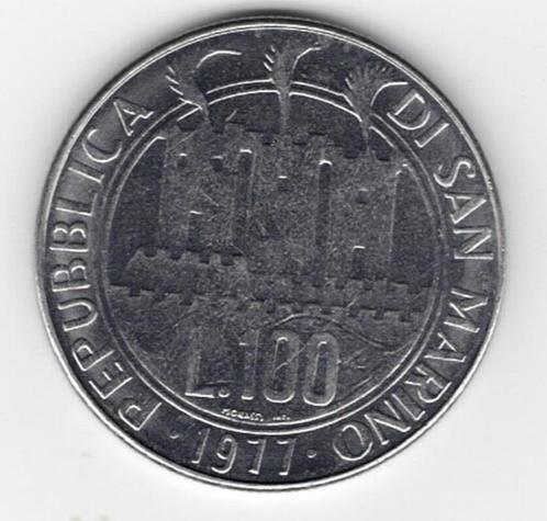25-1763 San Marino 100 lire 1977, Postzegels en Munten, Munten | Europa | Niet-Euromunten, Losse munt, Overige landen, Verzenden