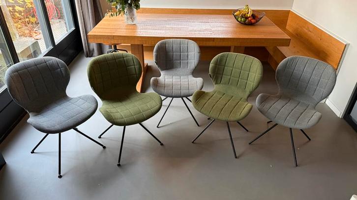 Zuiver OMG Stoelen - Grijs & Groen, Huis en Inrichting, Stoelen, Zo goed als nieuw, Vijf, Zes of meer stoelen, Stof, Grijs, Ophalen