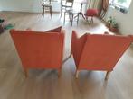 2 gelijke fraaie zitfauteuls, stevige roze stof., Huis en Inrichting, Stoelen, Ophalen, Twee, Overige kleuren, Zo goed als nieuw