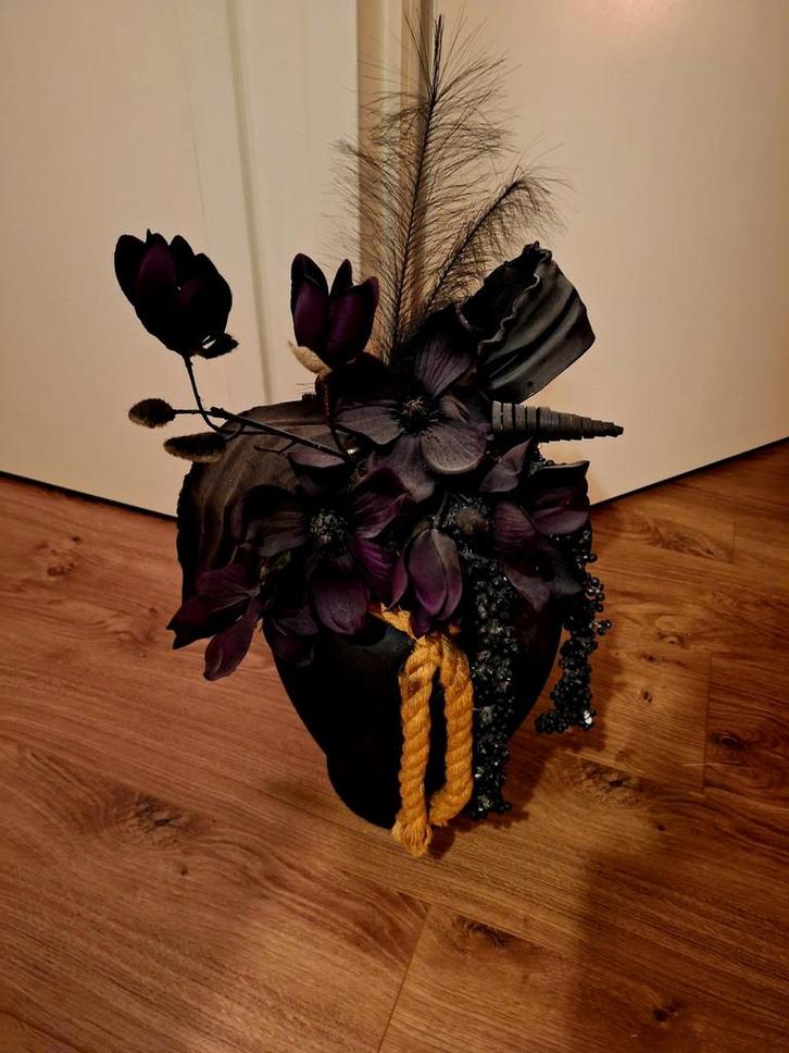 Decoratieve landelijke pot met bloemstuk, Huis en Inrichting, Woonaccessoires | Kunstplanten en Kunstbloemen, Gebruikt, Binnen