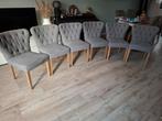 Set eettafel stoelen 6 stuks meeneemprijs!!, Ophalen, Grijs, Stof, Vier