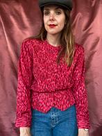 Vintage Jaren 90 blouse - rood/roze - print -36/S/small, Gedragen, Vintage, Ophalen of Verzenden, Maat 36 (S)