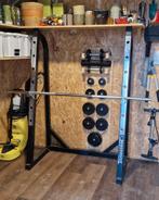 Squatrek met gewichten, Sport en Fitness, Fitnessmaterialen, Ophalen, Gebruikt, Rug, Halterset