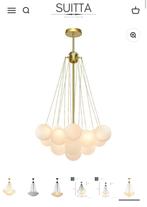 Hanglamp goud eettafel - suitta- witte glazen bollen, Huis en Inrichting, Lampen | Kroonluchters, Ophalen of Verzenden, Zo goed als nieuw