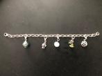 Nieuw zilveren  bedelarmband met 6 bedels a la Pandora, Met edelsteen, Nieuw, Ophalen of Verzenden, Zilver