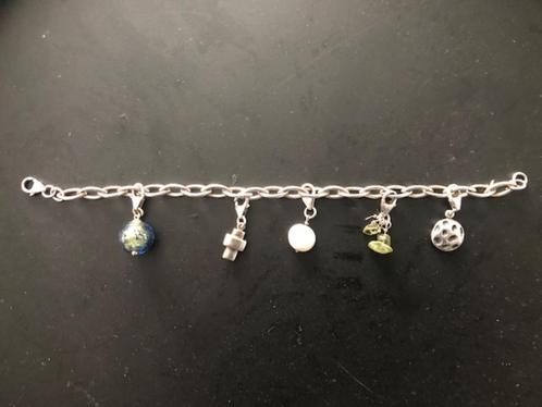 Nieuw zilveren  bedelarmband met 6 bedels a la Pandora, Sieraden, Tassen en Uiterlijk, Armbanden, Nieuw, Zilver, Zilver, Met bedels of kralen
