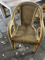 Stevige tuinset: tafel 180x90cm + 16 rotan stoelen, Tuin en Terras, Tuinstoelen, Ophalen, Gebruikt, Hout