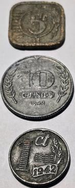 Nederlandse munten 1941, 1942 - Set van 3, Ophalen of Verzenden