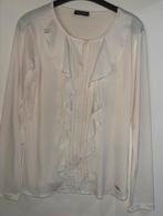 Perla Nera roomwitte blouse met roezels maat L, Ophalen of Verzenden, Zo goed als nieuw, Wit