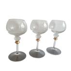 3 kleine wijnglazen matglazen bol en goud  1804, Glas, Overige stijlen, Glas of Glazen, Ophalen of Verzenden