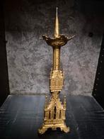 Antieke Altaar Kandelaar, Troubadour Stijl, ca. 1870, Ophalen of Verzenden, Koper of Brons