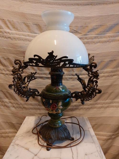 Antieke scheepslamp jugendstil 60cm, Antiek en Kunst, Antiek | Lampen, Ophalen of Verzenden