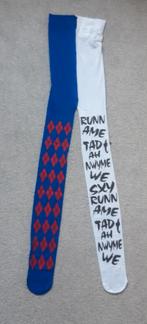 Legging / panty, blauw met rode ruit en wit met zwarte tekst, Kleding | Dames, Leggings, Maillots en Panty's, Blauw, Nieuw, Ophalen of Verzenden