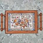 Houten dienblad met Portugese vogeltegel, Ophalen of Verzenden, Gebruikt, Rechthoekig, Hout