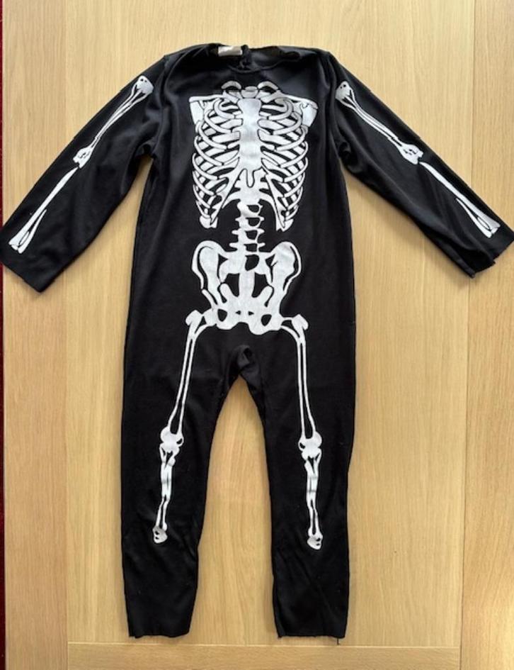 verkleedpakje Skelet maat 98 / 110 (N630), Kinderen en Baby's, Carnavalskleding en Verkleedspullen, Gebruikt, Jongen of Meisje