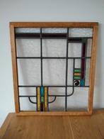 Glas in lood raam met gekleurd glas, Doe-het-zelf en Verbouw, Glas en Ramen, Ophalen, Gebruikt, Minder dan 80 cm, Minder dan 80 cm