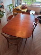 uitschuifbare eettafel en stoelen - midcentury modern retro, Huis en Inrichting, Tafels | Eettafels, Ophalen, 100 tot 150 cm, Midcentury modern / Deens design