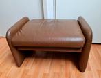 Lederen voetenbank poef hocker Leolux Bora bruin vintage, Ophalen, Gebruikt, 50 tot 75 cm, Rechthoekig