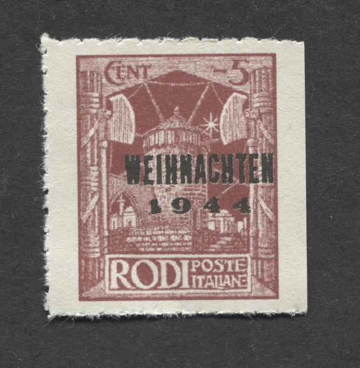 Italiaanse zegel Rodi, Feldpost opdruk Weihnachten 1944., Verzamelen, Militaria | Tweede Wereldoorlog, Landmacht, Foto of Poster