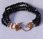 3-strengs granaten armband met Nederlands gouden slot, Ophalen of Verzenden, Zo goed als nieuw, Goud, Met edelsteen