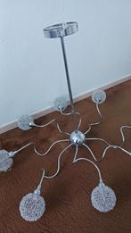 Moderne zilverkleurige hanglamp, Ophalen, Gebruikt, 50 tot 75 cm, Metaal