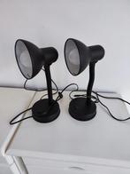 Twee zwarte tafellampen / Two black table lamps, Ophalen, Zo goed als nieuw, Metaal, Minder dan 50 cm