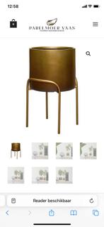 Goud bronzen bloempot op poten plantenbak vaas 62cm, Tuin en Terras, Overige materialen, Verzenden, Minder dan 60 cm, Rond