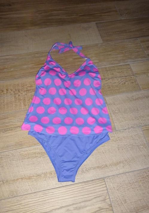 Tankini NIEUW Maat 48 Lila met roze bollen Topje met effen L, Kleding | Dames, Badmode en Zwemkleding, Nieuw, Overige typen, Overige kleuren