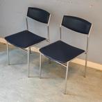 Vintage Gijs van der Sluijs eetkamer stoelen, Ophalen, Twee, Blauw, Vintage