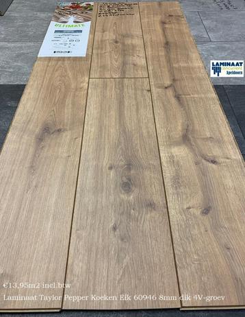 Laminaat Taylor Eik 946 8mm dik 4V-groev AC-5 Klasse 33 beschikbaar voor biedingen